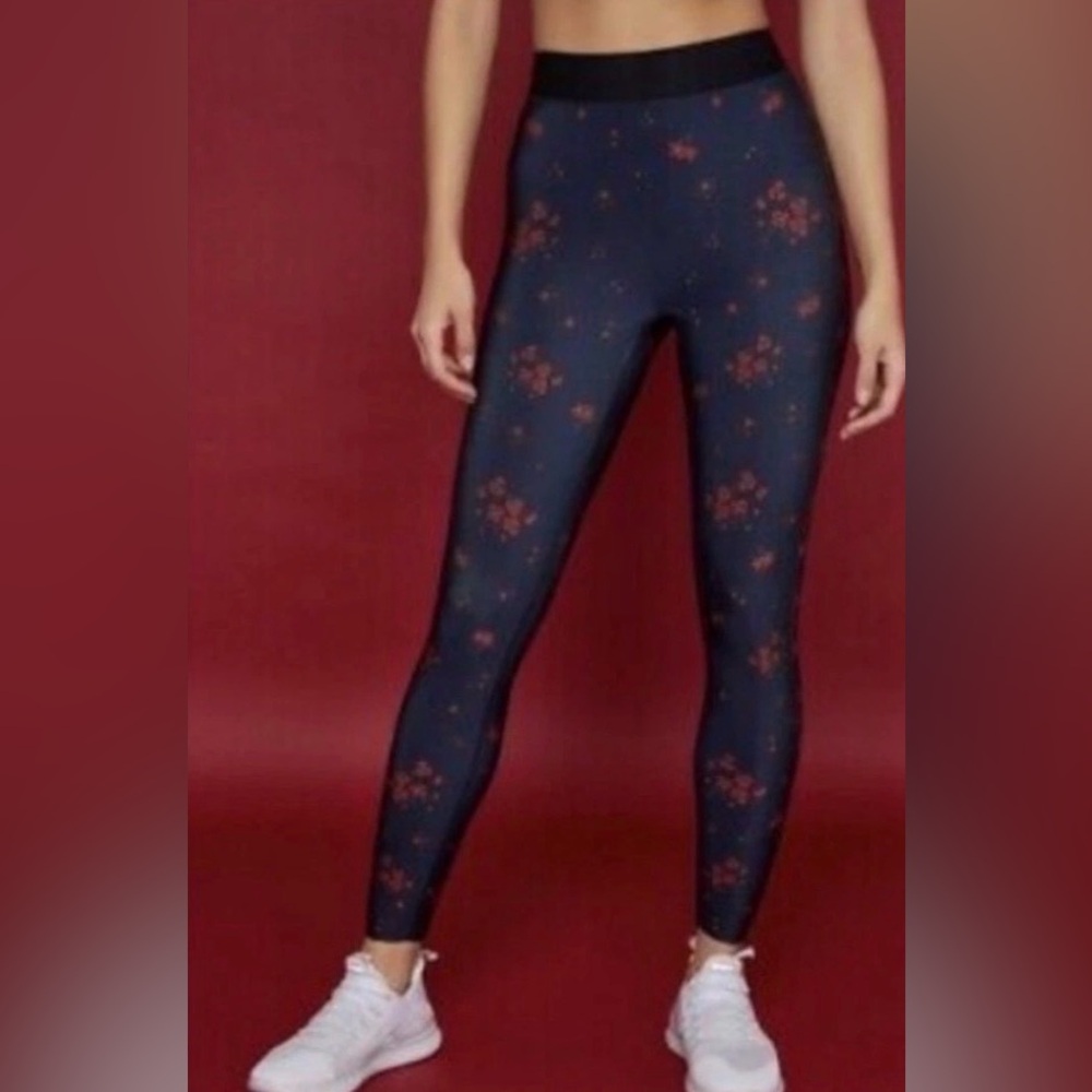 Ultracor Ultra High Waist Leggings XS Floral Plaid Blue Whimsical Compression - Picture 1 of 5
